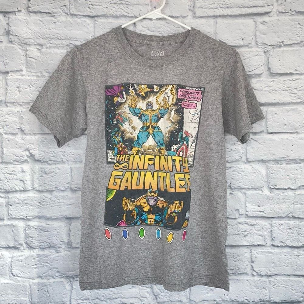 Marvel men S Thanos infinity gauntlet Crewneck short sleeve  t-shirt
